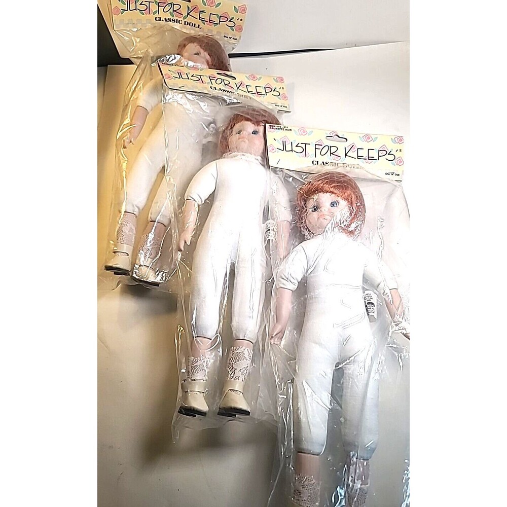 VTG NOS Lot Of  3 Just For Keeps Classic Doll Brunette Hair Ivory Lace Socks 14"